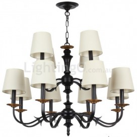 12 Light Rustic Retro Candle Style Chandelier
