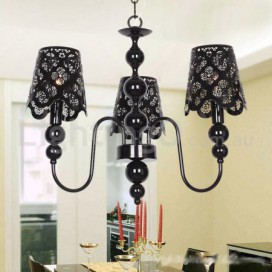 3 Light Modern Contemporary Hollow Black Candle Style Chandelier