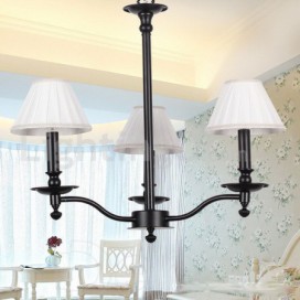 3 Light Retro Contemporary Black Candle Style Chandelier