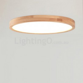 Modern Contemporary Round Wood Flush Mount Ceiling Light