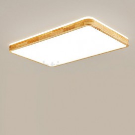 Modern Rectangle Contemporary Wood Flush Mount Ceiling Light