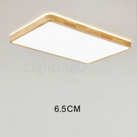 Modern Rectangle Contemporary Wood Flush Mount Ceiling Light