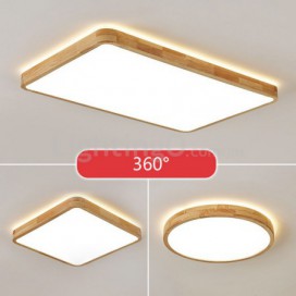 Modern Rectangle Contemporary Wood Flush Mount Ceiling Light