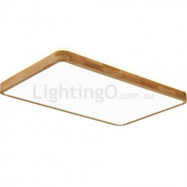 Modern Rectangle Contemporary Wood Flush Mount Ceiling Light