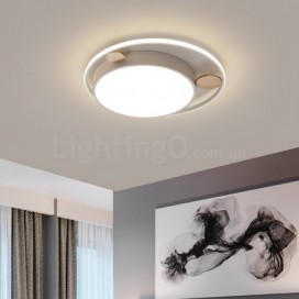 Modern Contemporary Round Wood Flush Mount Ceiling Light