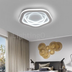 Modern Contemporary Pentagon Stainless Steel Flush Mount Ceiling Light