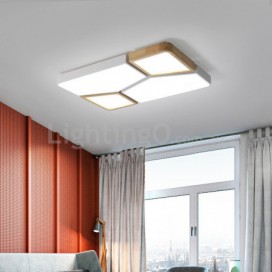 Modern Contemporary Rectangle Wood Flush Mount Ceiling Light