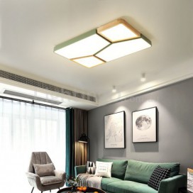 Modern Contemporary Rectangle Wood Flush Mount Ceiling Light