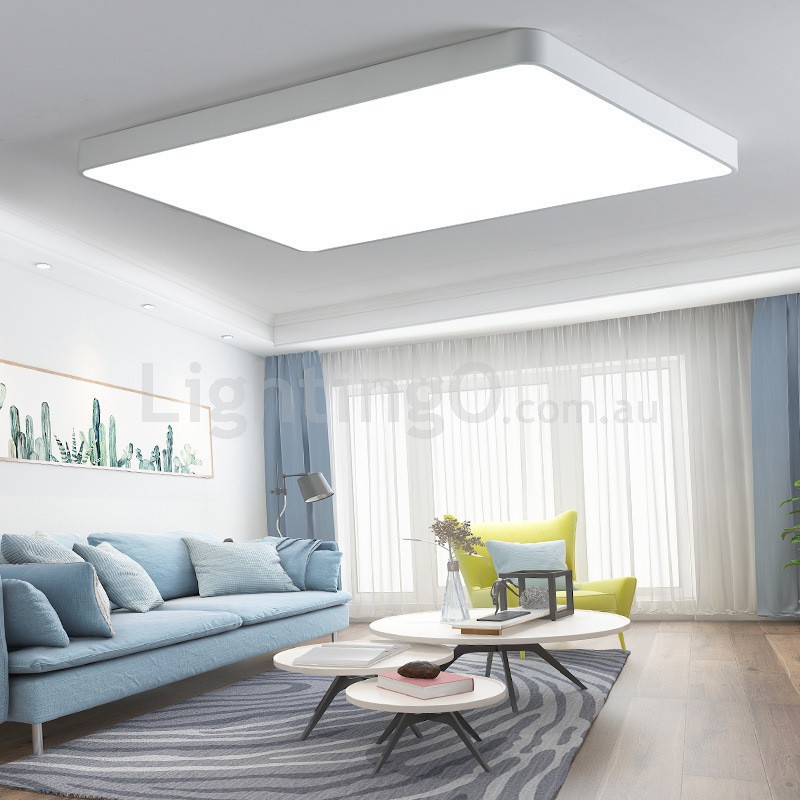 Modern Contemporary Ultra thin Rectangle Stainless Steel Flush Mount Ceiling Light
