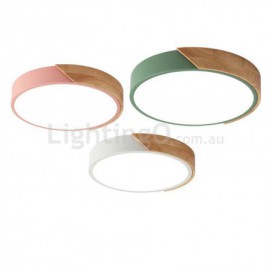 Modern Contemporary Round Wood Flush Mount Ceiling Light