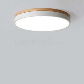 Modern Contemporary Ultra-thin Round Wood Flush Mount Ceiling Light