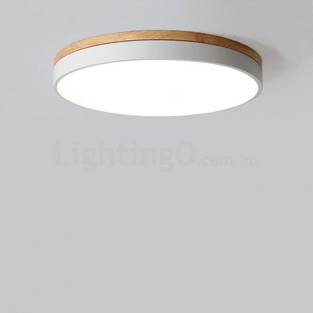 Modern Contemporary Ultra-thin Round Wood Flush Mount Ceiling Light