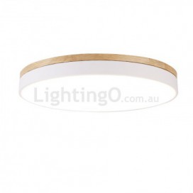 Modern Contemporary Ultra-thin Round Wood Flush Mount Ceiling Light