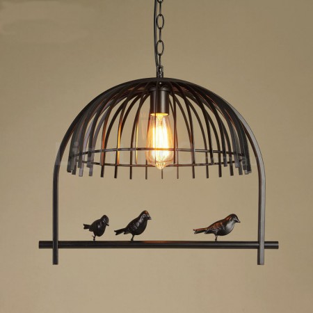 1 Light Rustic/ Lodge Retro Birdcage Pendant Light with Steel Shade