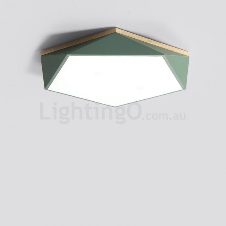 Modern Contemporary Hexagon Wood Flush Mount Ceiling Light