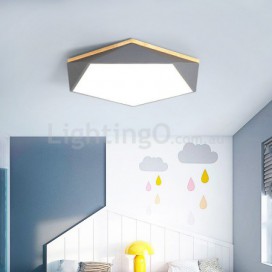 Modern Contemporary Hexagon Wood Flush Mount Ceiling Light