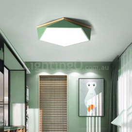 Modern Contemporary Hexagon Wood Flush Mount Ceiling Light