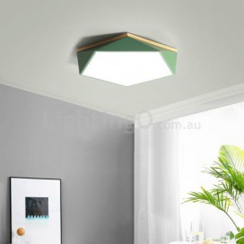 Modern Contemporary Hexagon Wood Flush Mount Ceiling Light