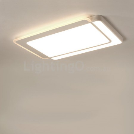 Modern Contemporary Rectangle Stainless Steel Flush Mount Ceiling Light