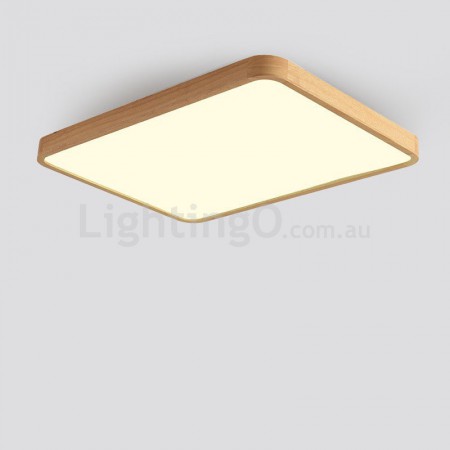 Modern Contemporary Rectangle Wood Flush Mount Ceiling Light