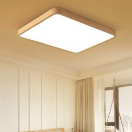 Modern Contemporary Rectangle Wood Flush Mount Ceiling Light