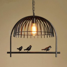 1 Light Rustic/ Lodge Retro Birdcage Pendant Light with Steel Shade
