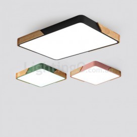 Modern Contemporary Rectangle Wood Flush Mount Ceiling Light