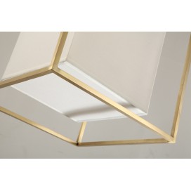 Fine Brass Cube Pendant Light with Fabric Shade