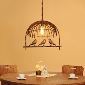 1 Light Rustic/ Lodge Retro Birdcage Pendant Light with Steel Shade