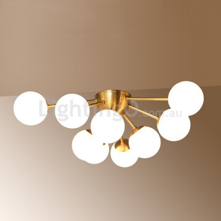 Fine Brass 9 Light Flush Mount Ceiling Light