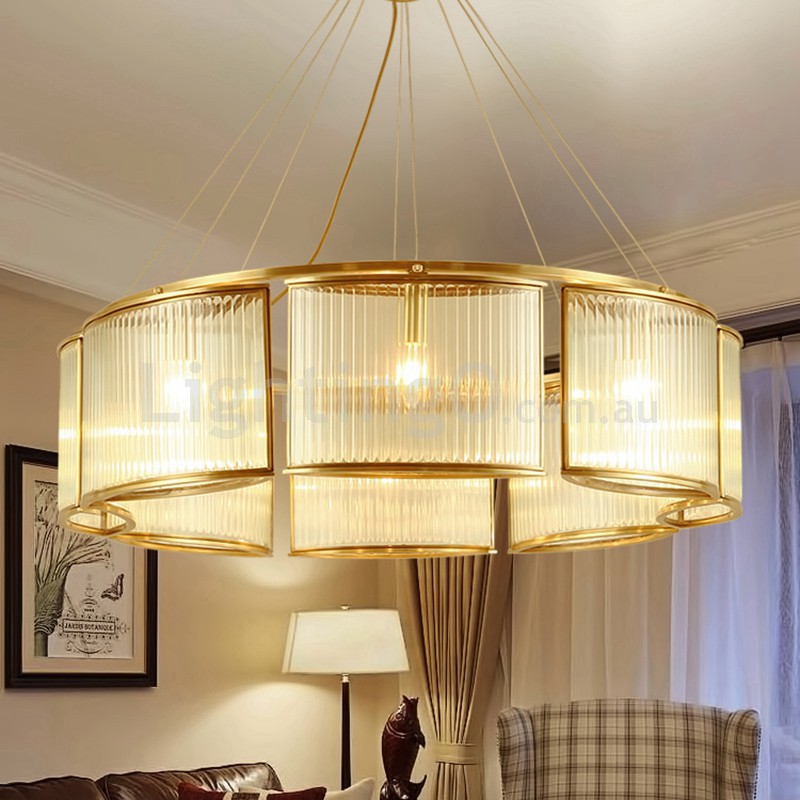 Brass drum on sale shade chandelier
