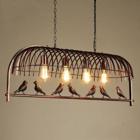 4 Light Rustic/ Lodge Retro Birdcage Pendant Light with Steel Shade