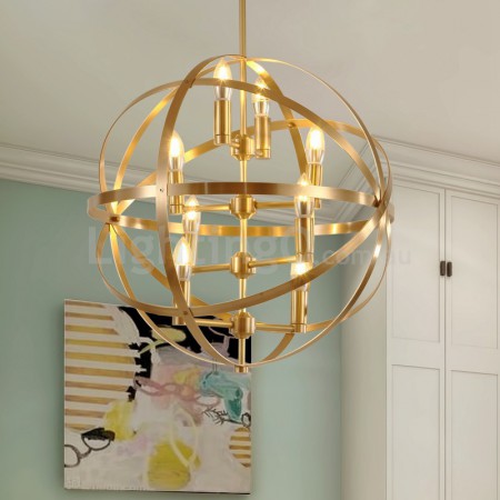 Globe Fine Brass Candle Chandelier