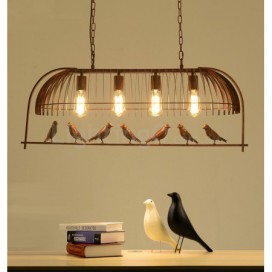 4 Light Rustic/ Lodge Retro Birdcage Pendant Light with Steel Shade