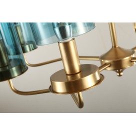 30 Light Fine Brass Chandelier with Glass Shades