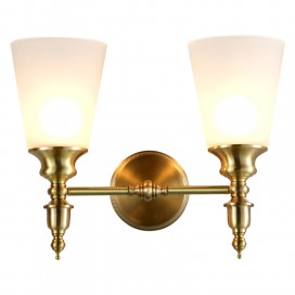 Fine Brass 2 Light Wall Sconce with Glass Shades