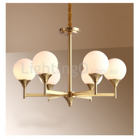 Fine Brass 6 Light Chandelier