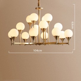 Fine Brass 16 Light Chandelier with Glass Shades