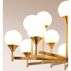 Fine Brass 16 Light Chandelier with Glass Shades