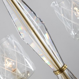 Fine Brass 8 Light Chandelier with Glass Shades