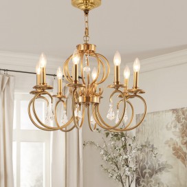 Fine Brass 8 Light Crystal Chandelier