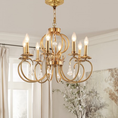 Fine Brass 8 Light Crystal Chandelier