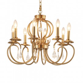 Fine Brass 8 Light Crystal Chandelier