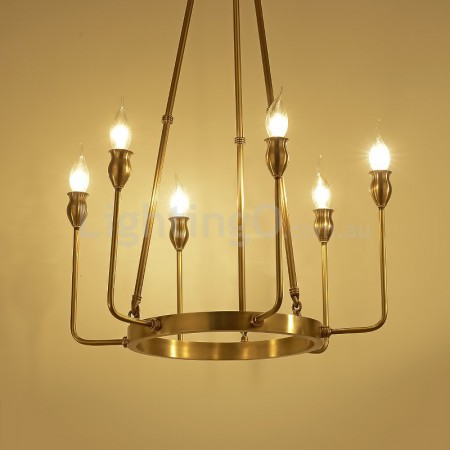 Fine Brass 6 Light Chandelier