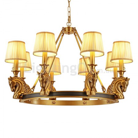 Fine Brass 8 Light Chandelier