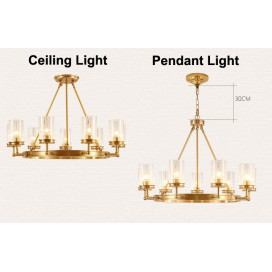 Black Fine Brass 10 Light Chandelier with Glass Shades