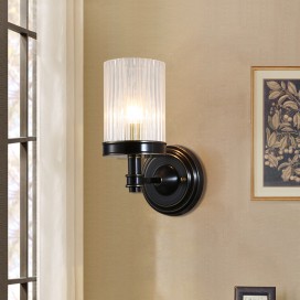 Black Fine Brass 1 Light Wall Sconce with Glass Shade