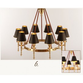 Fine Brass 8 Light Chandelier with Brass Shades