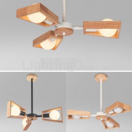 3 Light Wood Single Tier Modern/ Contemporary Chandelier