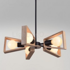 5 Light Wood Single Tier Modern/ Contemporary Chandelier